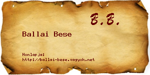 Ballai Bese névjegykártya